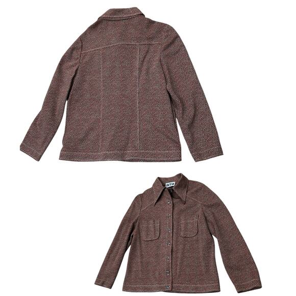 Vintage 1970s Red Checkered Shirt Jacket Tweed Style Button Up / Medium - - Picture 4 of 4